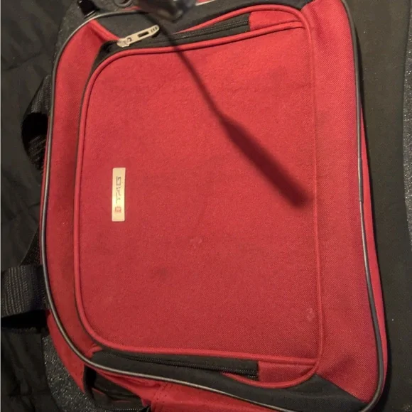 HP Silver Laptop with Black and Red Accessories